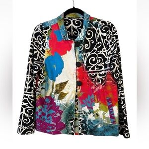 Simply Art Dolcezza Bali 1 Redux Abstract Art Cardigan Jacket Small S Black